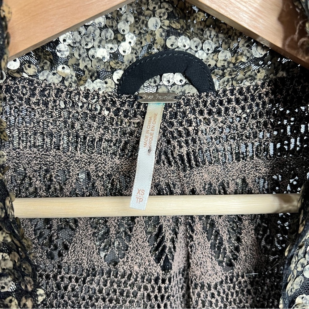 Free People Jacket Tarnished Sequin Stardust Gold XSmall - Picture 9 of 12